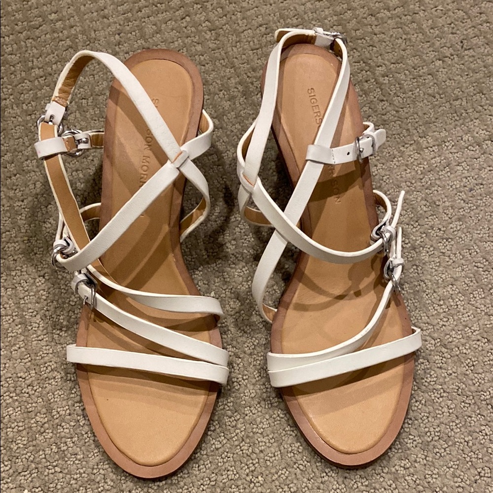 White strap wedge sandals